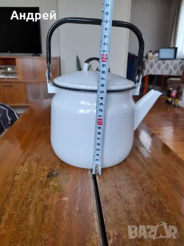 Стар емайлиран чайник #73, снимка 3 - Антикварни и старинни предмети - 49010366