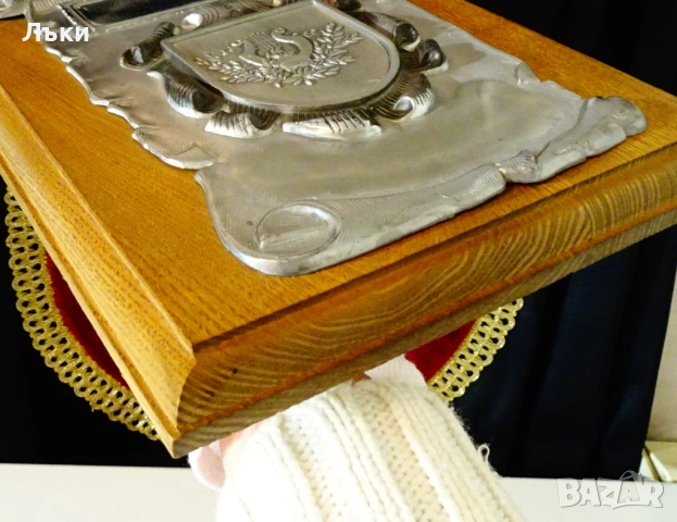 Калаено пано за калаена сватба,гравиране,естествено дърво. , снимка 5 - Антикварни и старинни предмети - 53574908