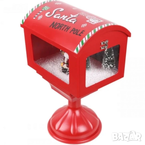 Музикална пощенска кутия „Santa North Pole“ с ефект на падащ сняг, снимка 4 - Други - 52436594