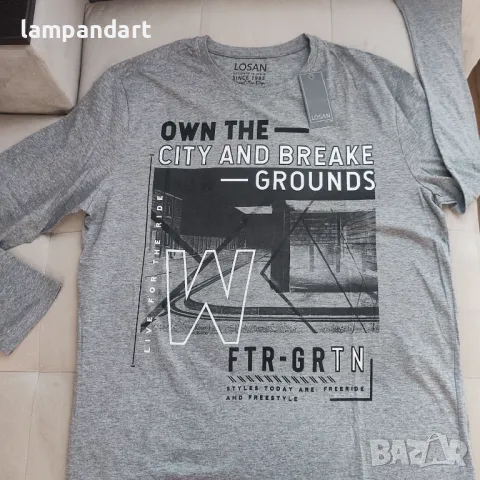 Блуза тениска с дълъг ръкав в сиво