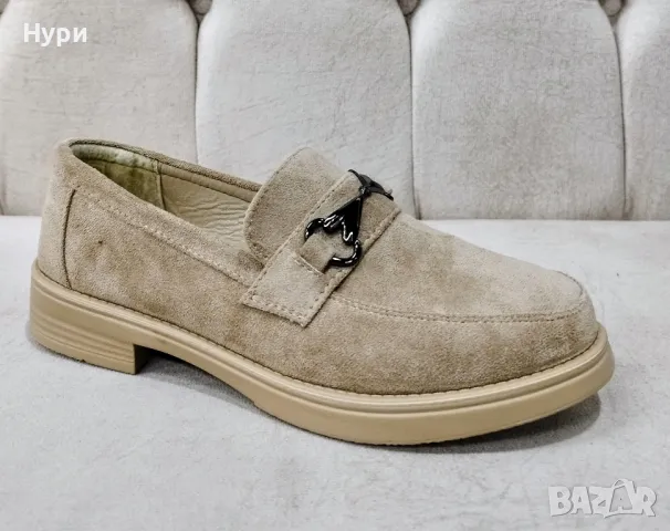 Бежови дамски мокасини, снимка 1