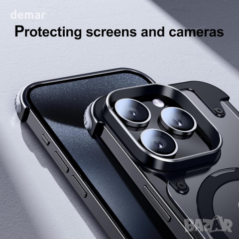 Калъф PANPHEN за iPhone 15 Pro Мax, с вградена стойка, черен, снимка 4 - Калъфи, кейсове - 44589953