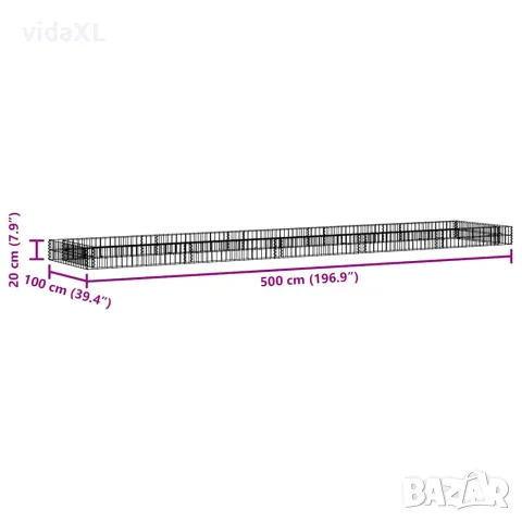 vidaXL Габион повдигната леха, поцинкована стомана, 500x100x20 cм, снимка 8 - Саксии и кашпи - 56146224