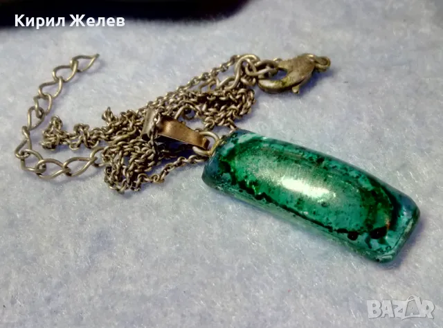 АРТ МЕДАЛЬОН ВЕНЕЦИАНСКО СТЪКЛО МУРАНО с СРЕБРО 925 и СРЕБЪРНА ВЕРИЖКА с ПОСРЕБРЕНА ЗАКОПЧАЛКА 49784