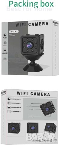 K13 безжична WiFi мини камера Hd 1080p нощно виждан, откриване на хора, откриване на движение, лесна, снимка 4 - Камери - 41725998