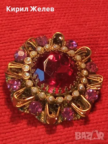 СТАРИННА СКЪПОЦЕННА ФЛОРАЛНА БРОНЗОВА БРОШКА - ЦВЕТЕ с ГОЛЯМ ШЛИФОВАН ГРАНАТ и АМЕТИСТИ 47965, снимка 11 - Антикварни и старинни предмети - 48160679