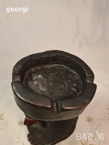 африканска статуетка пепелник дърворезба   7/2, снимка 4 - Други стоки за дома - 49775390