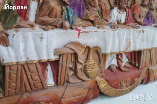 Пано дълбока дърворезба ''Тайната вечеря'', снимка 11 - Антикварни и старинни предмети - 40979794