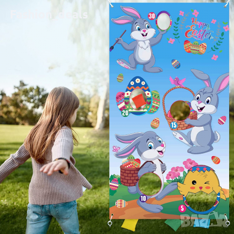 Нов банер забавна семейна Игра за великден деца Декорация Заек Яйце Декор, снимка 1 - Други - 36300033