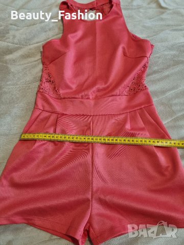 Дамски къс гащеризон в цвят корал, снимка 3 - Гащеризони - 41139365