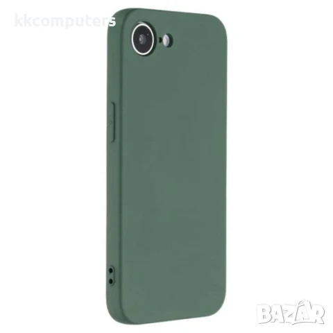 Силиконов кейс iPaky матиран, За iPhone 16e, Тъмнозелен и Протектор, снимка 4 - Калъфи, кейсове - 50744289