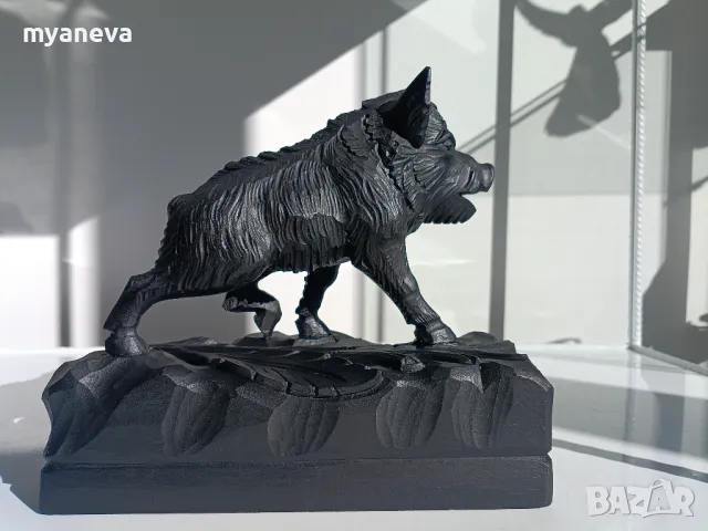 Глиган, диво прасе, авторска дърворезба, снимка 2 - Статуетки - 49586554