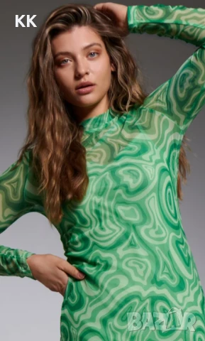 Нова Шарена зелена midi рокля , снимка 3 - Рокли - 50860977