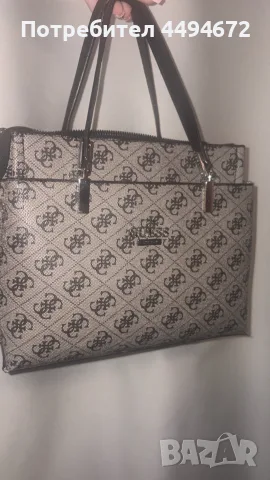 Оригинална дамска чанта GUESS / Голяма чанта Tote с монограм , снимка 2 - Чанти - 56047602