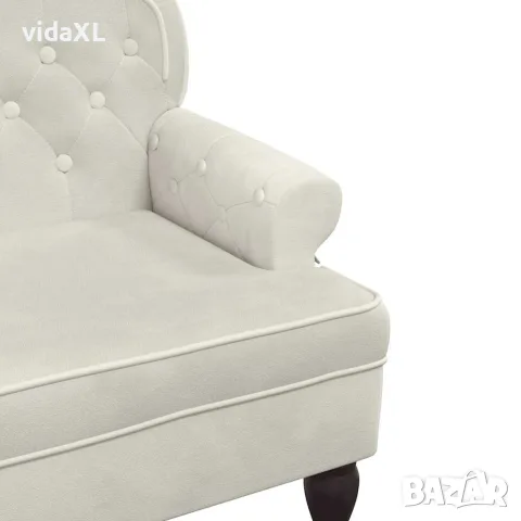 vidaXL Пейка с облегалка, кремава, 119,5x64,5x75 см, кадифе, снимка 6 - Дивани и мека мебел - 56147397