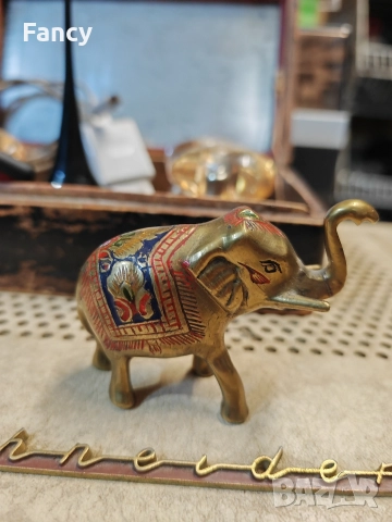 Бронзова статуетка Слон 10/7 см, снимка 2 - Антикварни и старинни предмети - 52766530