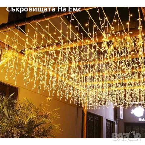 1️⃣2️⃣ Метра Висящи Коледни Лампи Тип Завеса / Топла Бяла Светлина - ⚠️29,90лв. 8режима на Светене, снимка 3 - Други - 52259475