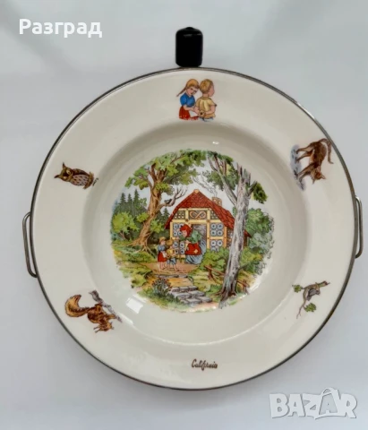 Винтидж детска чиния Хензел и Гретел,  с отделение за топла вода