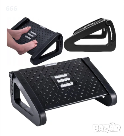 Ергономична поставка за бюро, Alogy, 6 регулируеми височини, масаж, черна, 42x31x19см, снимка 3 - Други стоки за дома - 53520370