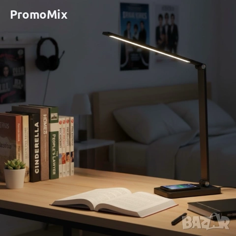 Настолна лампа с безжично зареждане Mdhand MT856 Led осветление безжично зарядно, снимка 5 - Лед осветление - 53564279