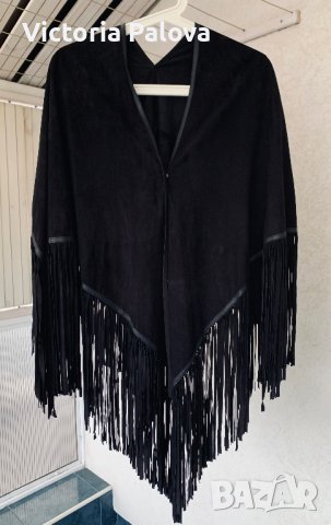 Луксозно кожено тънко яке-наметало с ресни STELLA-NOVA Дания, снимка 11 - Якета - 36027752