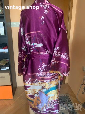 Дамски копринен халат тип кимоно в цвят purple, снимка 7 - Други - 53734818