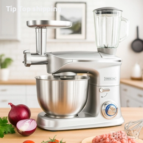 Кухненски робот 3 в 1 Royalty Line RL-PKM1900.7BG - 1900W, 6.5L купа, 1.5L блендер, снимка 3 - Кухненски роботи - 51689275