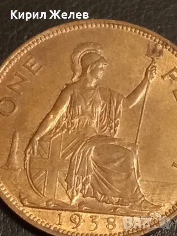 Стара монета 1 пени 1938г. Великобритания Император Джордж шести 49148, снимка 3 - Нумизматика и бонистика - 49064330