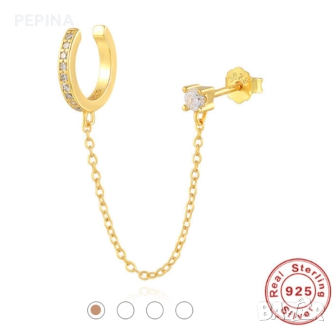 Сребърна обеца с циркон, снимка 2 - Обеци - 51848453