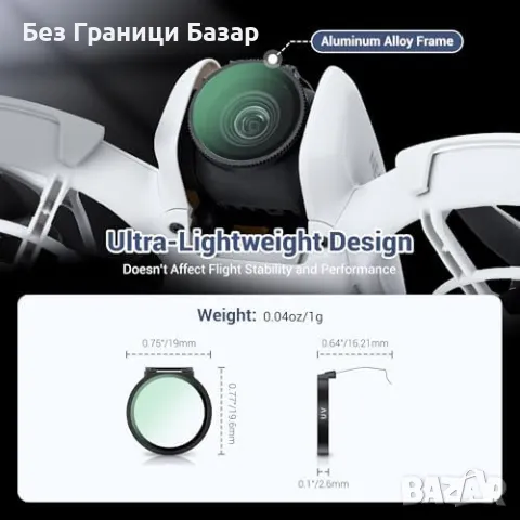 Нов UV филтър за дрон DJI NEO – HD стъкло, анти-UV, с кутия и кърпа, снимка 5 - Чанти, стативи, аксесоари - 49811696