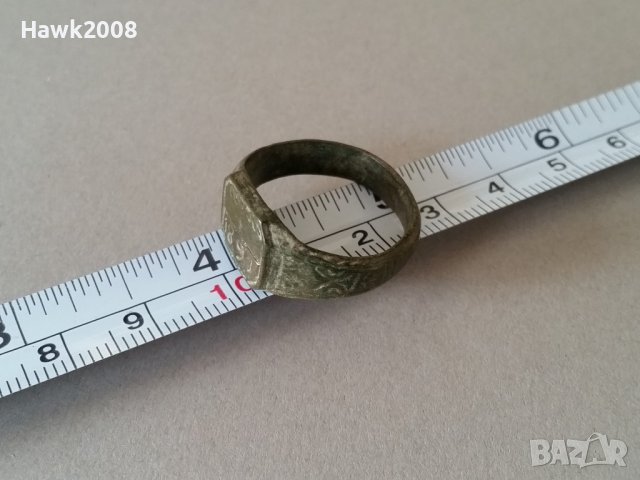 Възрожденски 1891 г. чорбаджийски бронзов пръстен отличен перфектно запазен, снимка 11 - Антикварни и старинни предмети - 39567138