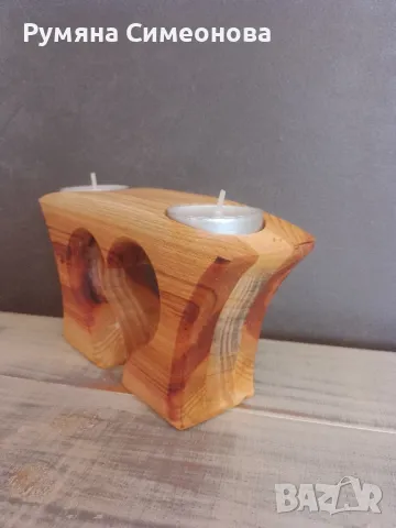 Дървен свещник , снимка 3 - Декорация за дома - 48754010