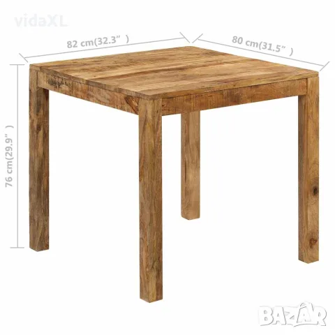 vidaXL Трапезна маса, мангово дърво масив, 82x80x76 cм, снимка 8 - Маси - 56146385