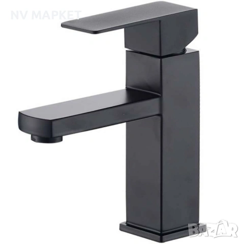 Смесител за мивка неръждаема стомана, керамичен патрон, едноръкохватков,  черен