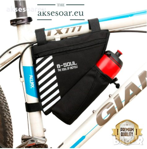 Водоустойчива триъгълна чанта чантичка за рамката на велосипед колело с джоб за бутилка за колоездач, снимка 6 - Аксесоари за велосипеди - 41608292