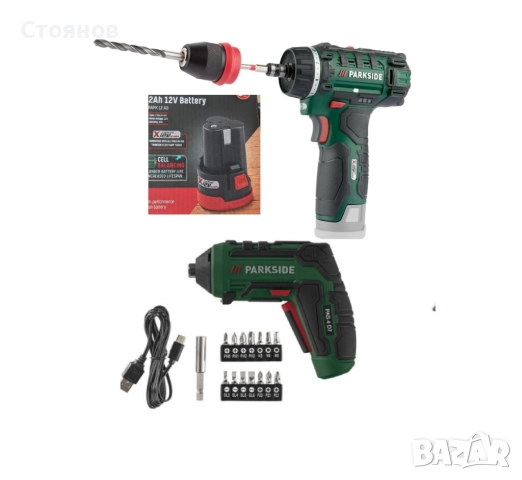 Винтоверт 12V Parkside; бат и зар.; Мини отвертка 3.6V 200-об/м