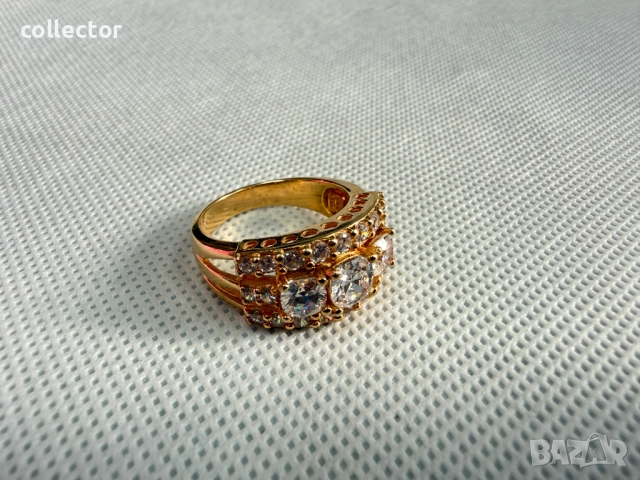 Дизайнерски сребърен пръстен с позлата и камъни. №7775, снимка 4 - Пръстени - 52847732