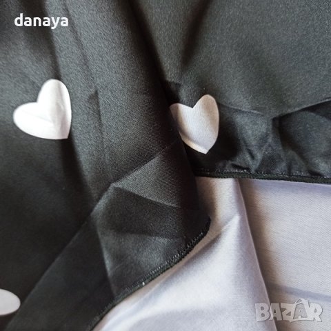 Дамска черна нощница на сърца, снимка 5 - Нощници - 41495516