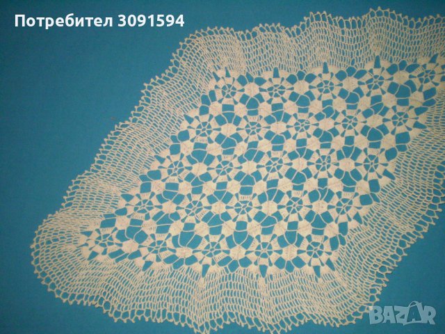 Винтидж  плетена на една кута покривчица цвят екрю, снимка 3 - Антикварни и старинни предмети - 41940675