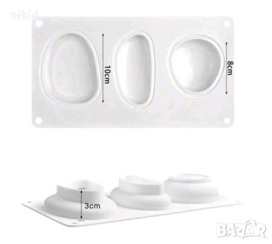 3D 3 обли камъка камъни камък Калдъръм Cobblestone дълбок силиконов молд форма десерт гипс сапун , снимка 3 - Форми - 51041164