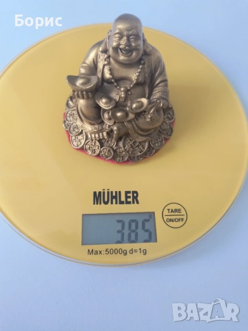 Красив смеещ се Буда (Хотей) от месинг, снимка 2 - Антикварни и старинни предмети - 53514331