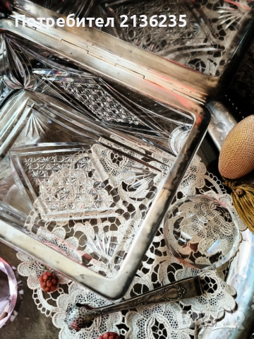 Кристална кутия със сребърен капак 925, снимка 7 - Антикварни и старинни предмети - 51862370