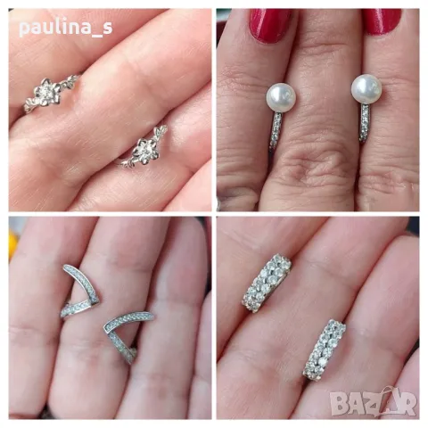 Четири броя / Сребърни обеци с циркони на Пандора / проба 925s / Южна Корея 