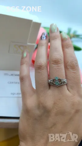 Сребърен Пръстен Корона с Рубин/Сапфир/Изумруд, снимка 3 - Пръстени - 49889313