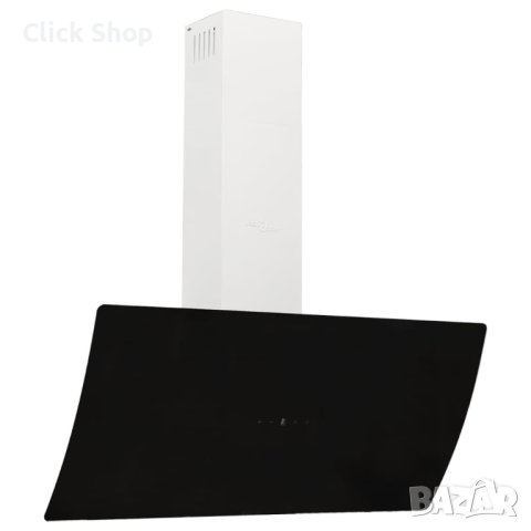 Стенен абсорбатор, 90 см, стомана и закалено стъкло, черен, снимка 2 - Абсорбатори - 40981318
