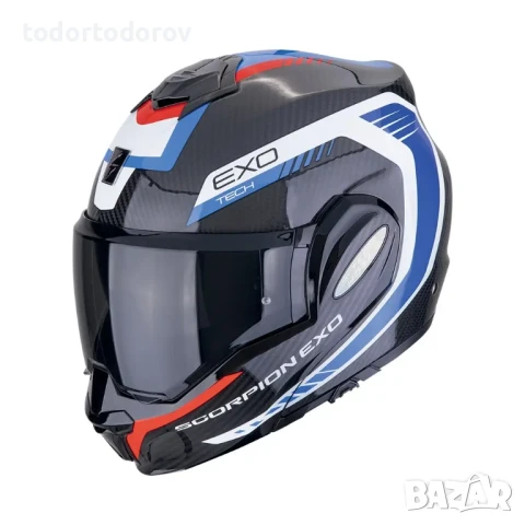 Отваряема мото каска SCORPION Exo-Tech Evo Carbon Cosy Red/ Blue 2025, снимка 1