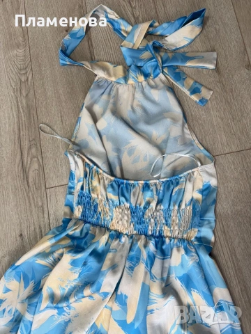 Синя сатенена рокля M/L, снимка 5 - Рокли - 53652266