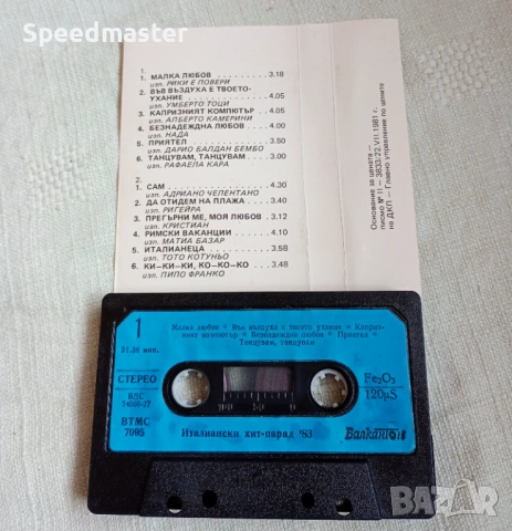 Италиански хит-парад 83.Балкантон, снимка 2 - Аудио касети - 53324572