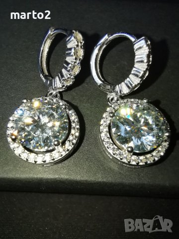 Сребърни 925 Обеци с Мойсанити по 3 карата на Обеца общо 6 Карата!, снимка 6 - Обеци - 41393094