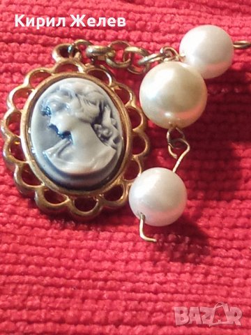 КЛАСИЧЕСКА КАМЕЯ с ПЕРЛИ БРОНЗ ПОЗЛАТА АРТ ДЕКО 21775, снимка 2 - Антикварни и старинни предмети - 32537715